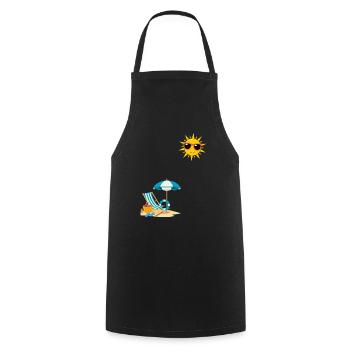 Soleil au bord de plage - Tablier de cuisine - noir - Devant - AI Model Male 185 dark (185cm)