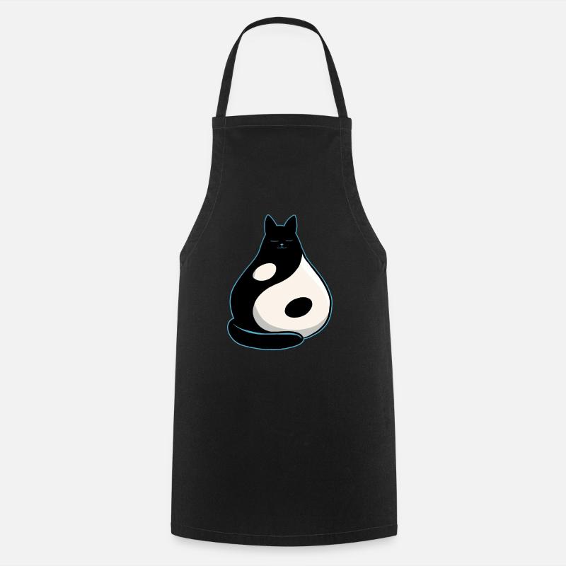Chat YinYang - Tablier de cuisine - noir