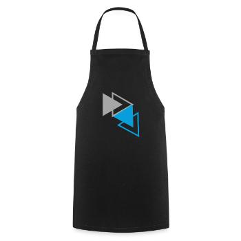 « Triangles Bleu Gris Design » - Tablier de cuisine - noir - Devant - AI Model Male 185 dark (185cm)