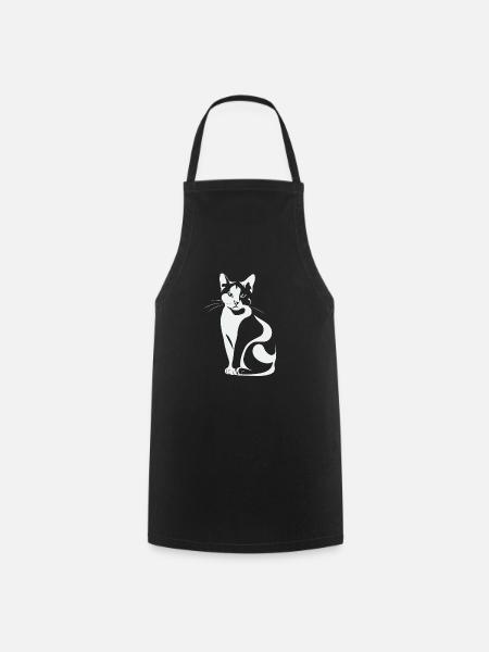 Katze Minimalistisch - Kochschürze - Schwarz