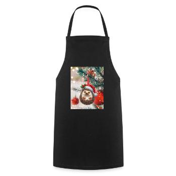 Weihnachtlicher Igel: Süßer Weihnachts-Look - Kochschürze - Schwarz - Vorne - AI Model Male 185 dark (185cm)