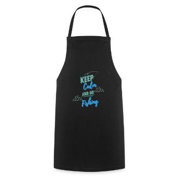keep calm fishing - Kochschürze - Schwarz - Vorne - AI Model Male 185 dark (185cm)