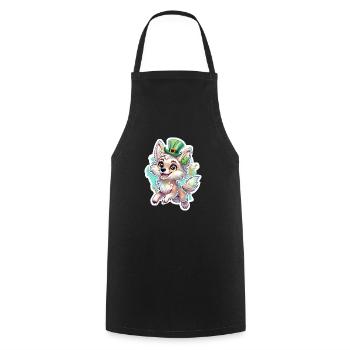 St. Patrick's Day Fox - Cooking Apron - black - Front - AI Model Male 185 dark (185cm)
