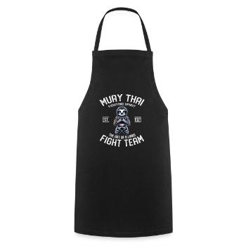 Muay Thai Fight Team Sloth - MMA und Thaiboxen - Kochschürze - Schwarz - Vorne - AI Model Male 185 dark (185cm)