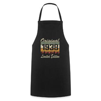 Vintage Anniversaire Idée Cadeau Original 1938 - Tablier de cuisine - noir - Devant - AI Model Male 185 dark (185cm)
