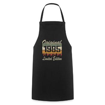 Vintage Anniversaire Idée Cadeau Original 1985 - Tablier de cuisine - noir - Devant - AI Model Male 185 dark (185cm)