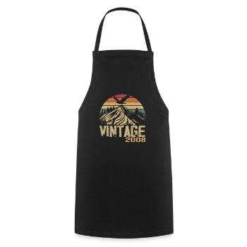 Vintage 2008 Cadeau Anniversaire 2008 Retro 2008 - Tablier de cuisine - noir - Devant - AI Model Male 185 dark (185cm)