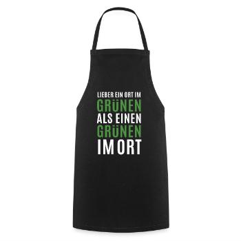 Lieber ein Ort im Grünen - Grüne nein Danke! - Kochschürze - Schwarz - Vorne - AI Model Male 185 dark (185cm)