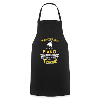 Mauvais jour de piano mieux que journée travail - Tablier de cuisine - noir - Devant - AI Model Male 185 dark (185cm)