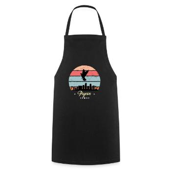 Colombe oiseau Vintage Rétro Animaux Coucher de soleil - Tablier de cuisine - noir - Devant - AI Model Male 185 dark (185cm)