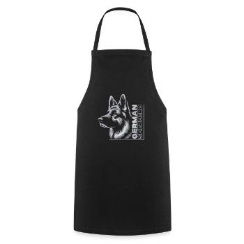 German Shepherd Drawing Head Portrait silver - Cooking Apron - black - Front - AI Model Male 185 dark (185cm)