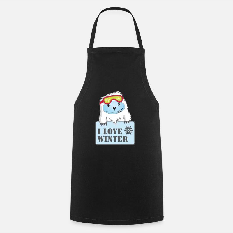 Yeti - I love winter - Cooking Apron - black