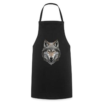 Wolfskopf - Kochschürze - Schwarz - Vorne - AI Model Male 185 dark (185cm)