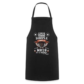Femme simple moto apero Cadeau Motarde - Tablier de cuisine - noir - Devant - AI Model Male 185 dark (185cm)