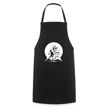 Aikido Kampfkunst Sport Kämpfer im Sonnenuntergang - Kochschürze - Schwarz - Vorne - AI Model Male 185 dark (185cm)