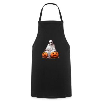 Spooky Halloween Horror Pumpkin Ghost - Cooking Apron - black - Front - AI Model Male 185 dark (185cm)