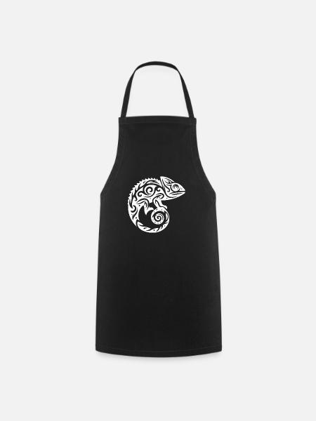 Scaly Creeper Disguise Chameleon Tattoo - Cooking Apron - black