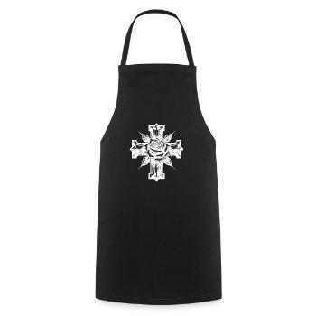 Rose avec des épines sur une croix - Tablier de cuisine - noir - Devant - AI Model Male 185 dark (185cm)
