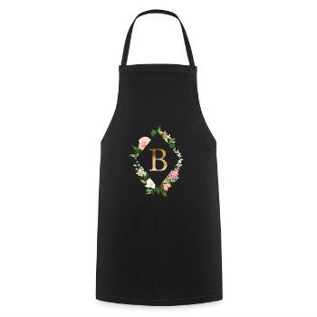 Flowers Bouquet Boho Monogram B customizable - Cooking Apron - black - Front - AI Model Male 185 dark (185cm)