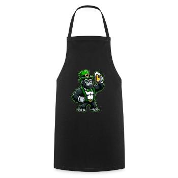 St. Patrick's Gorilla & Bier Cartoon - Kochschürze - Schwarz - Vorne - AI Model Male 185 dark (185cm)