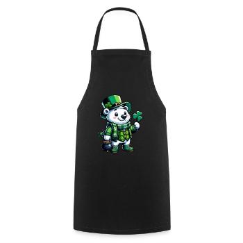 St. Patrick's Polar Bear Cartoon Design - Cooking Apron - black - Front - AI Model Male 185 dark (185cm)