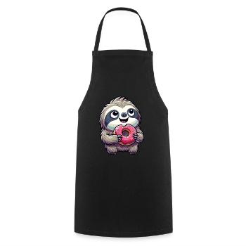 Sloth Cute Donut Pastry Dessert - Cooking Apron - black - Front - AI Model Male 185 dark (185cm)
