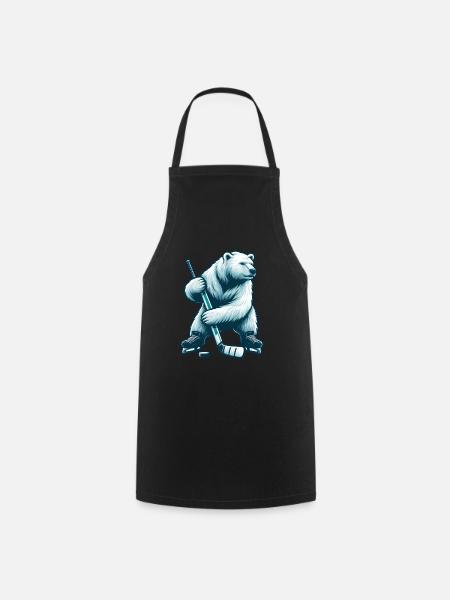 Eisbär Polarbär Hockey Eishockey Sport - Kochschürze - Schwarz