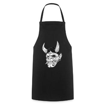 Skull Skull Horror Skeleton Halloween Geisha - Cooking Apron - black - Front - AI Model Male 185 dark (185cm)
