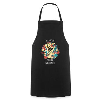 Harp Gift Musical Instrument Musician Plucking - Cooking Apron - black - Front - AI Model Male 185 dark (185cm)