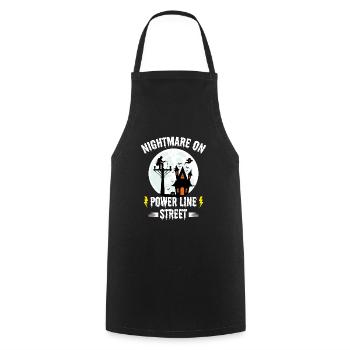 Nightmare on Power Line Street – Lineman Halloween - Cooking Apron - black - Front - AI Model Male 185 dark (185cm)