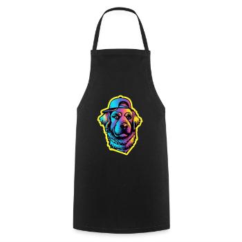 Labrador Synthwave Dog Gift Retriever des années 80 - Tablier de cuisine - noir - Devant - AI Model Male 185 dark (185cm)