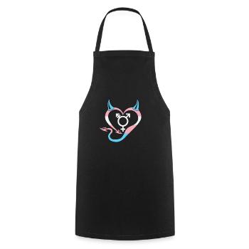 Devil's Heart Transgender with Symbol - Cooking Apron - black - Front - AI Model Male 185 dark (185cm)