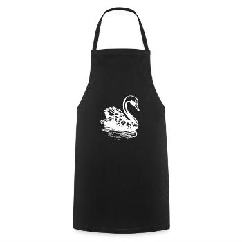 Eleganter Vintage Schwan auf dem Wasser - Kochschürze - Schwarz - Vorne - AI Model Male 185 dark (185cm)
