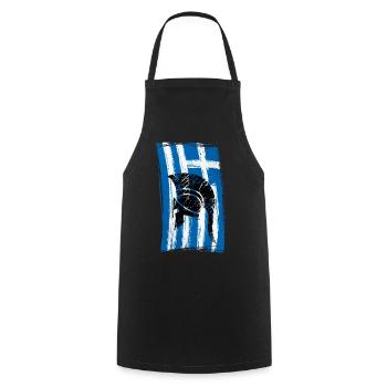 Drapeau Grèce Casque Sparte - Tablier de cuisine - noir - Devant - AI Model Male 185 dark (185cm)