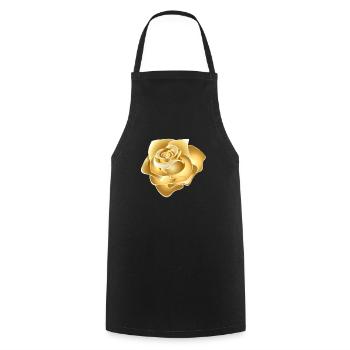Goldene Rose - Kochschürze - Schwarz - Vorne - AI Model Male 185 dark (185cm)