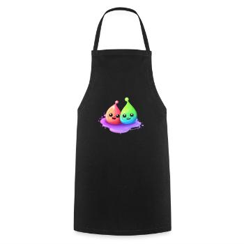 Deux boues gaies - Tablier de cuisine - noir - Devant - AI Model Male 185 dark (185cm)