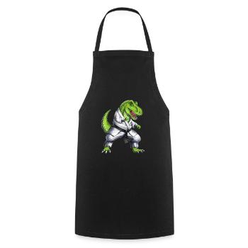T-Rex Dinosaur Karate - Cooking Apron - black - Front - AI Model Male 185 dark (185cm)