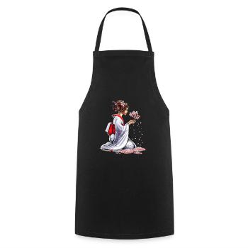 Fille de samouraï japonais - Tablier de cuisine - noir - Devant - AI Model Male 185 dark (185cm)