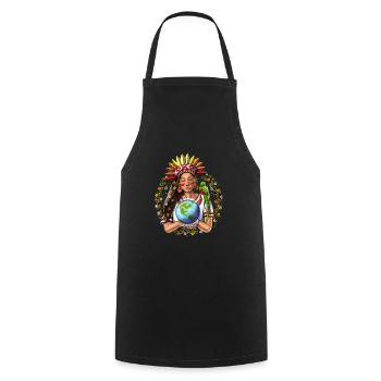 Aztec Warrior Goddess - Cooking Apron - black - Front - AI Model Male 185 dark (185cm)