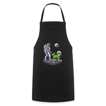 Astronaute de l’espace promenant un chien extraterrestre - Tablier de cuisine - noir - Devant - AI Model Male 185 dark (185cm)