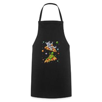 Astronaut And Alien Riding Pizza - Cooking Apron - black - Front - AI Model Male 185 dark (185cm)