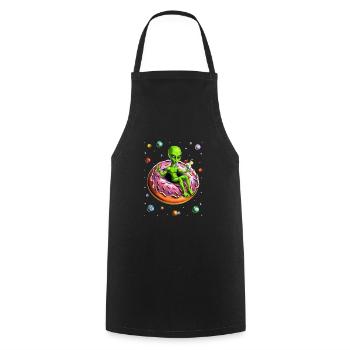 Space Alien Reiten Donut - Kochschürze - Schwarz - Vorne - AI Model Male 185 dark (185cm)