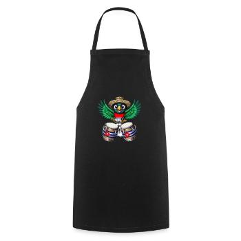 Cuba Trogon Bird Drum - Cooking Apron - black - Front - AI Model Male 185 dark (185cm)