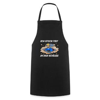 Sewer workers - I'm deep in the shit - Cooking Apron - black - Front - AI Model Male 185 dark (185cm)
