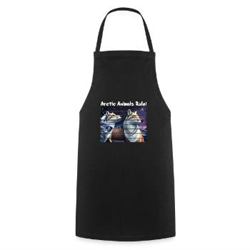 Arctic animals rule! Arctic Fox Starry Night - Cooking Apron - black - Front - AI Model Male 185 dark (185cm)