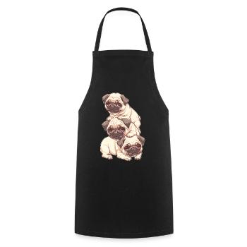 Mops Stapel - Kochschürze - Schwarz - Vorne - AI Model Male 185 dark (185cm)