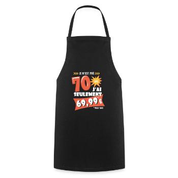 70 ans anniversaire humour 70e anniversaire - Tablier de cuisine - noir - Devant - AI Model Male 185 dark (185cm)