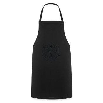 Insigne de bouclier géométrique minimaliste - Tablier de cuisine - noir - Devant - AI Model Male 185 dark (185cm)