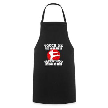 Taekwondo Lesson Free Touch Me Funny - Cooking Apron - black - Front - AI Model Male 185 dark (185cm)