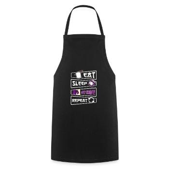 Anime Eating Sleep Repeat Saying Kawaii - Cooking Apron - black - Front - AI Model Male 185 dark (185cm)